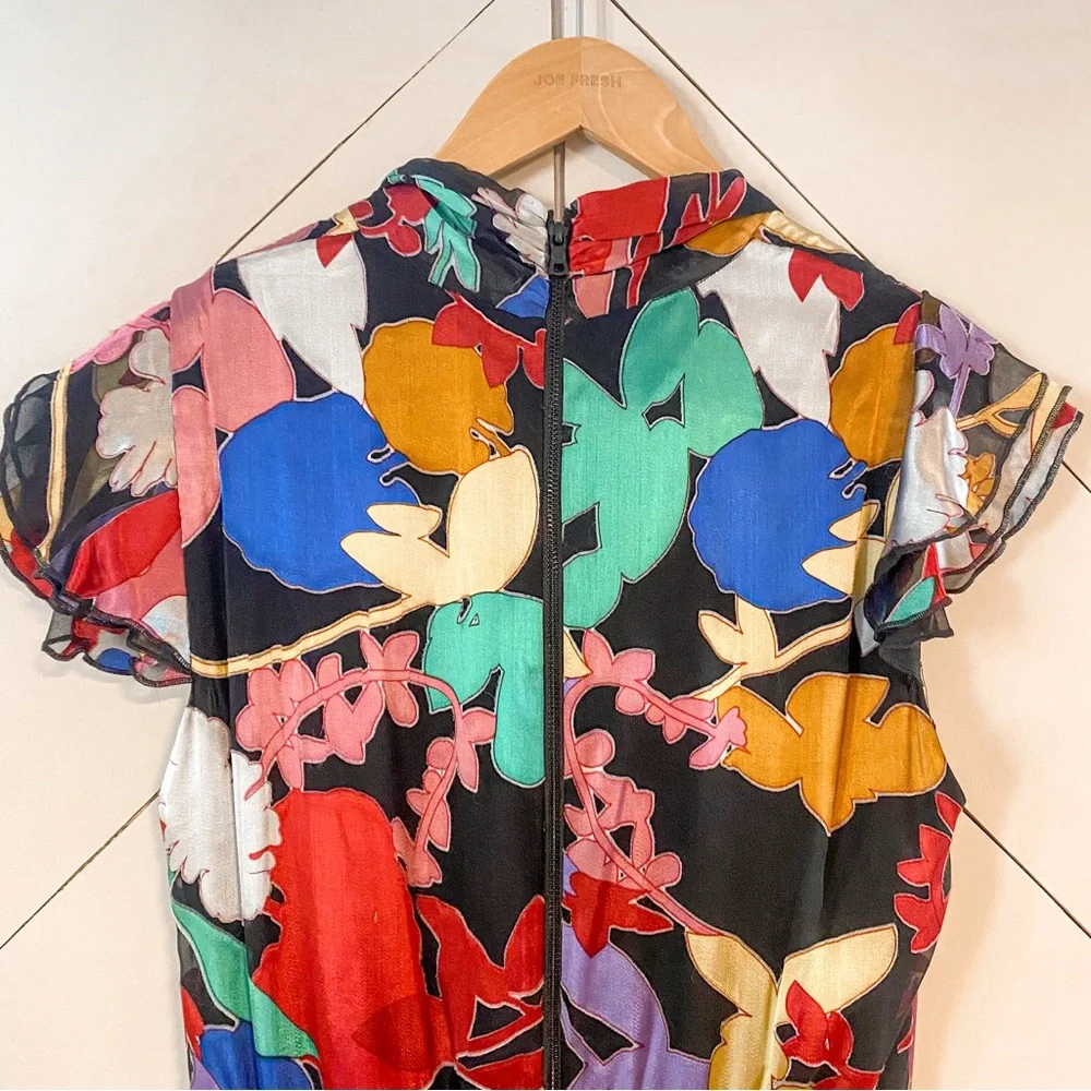 Alice + Olivia Multicoloured Silk Blend Maxi Ruffled Sundress Size 6 - Picture 5 of 9